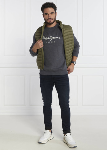 Серый свитшот Pepe Jeans London логотип вышивка (302147051)