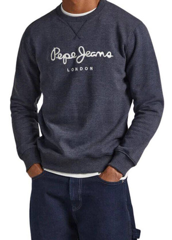 Серый свитшот Pepe Jeans London логотип вышивка (302147051)