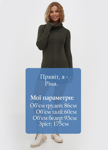 Оливкова (хакі) кежуал сукня сукня светр Sassofono однотонна