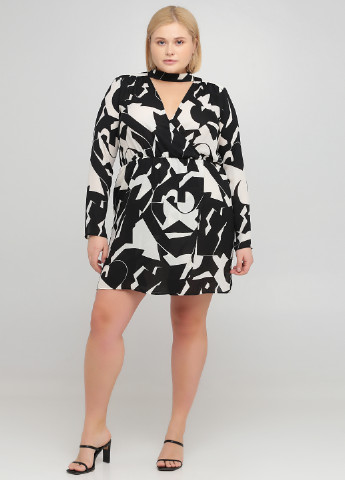 Черно-белое кэжуал платье Primark с абстрактным узором
