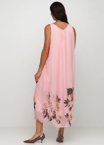 Розовое кэжуал платье а-силуэт Made in Italy с цветочным принтом