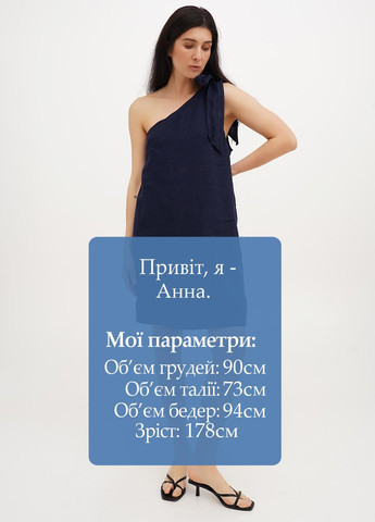 Темно-синее кэжуал платье на одно плечо J.Crew однотонное