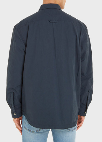 Синяя кэжуал рубашка однотонная Tommy Hilfiger