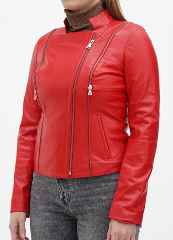 Красная демисезонная куртка кожаная Albertini