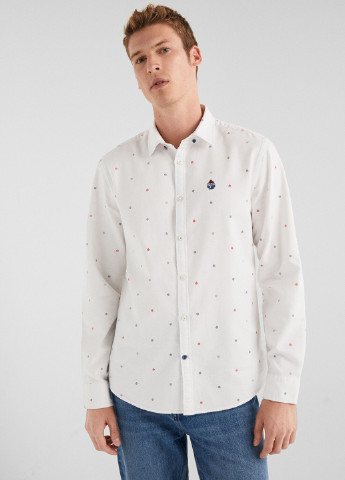 Белая кэжуал рубашка в горошек Springfield с длинным рукавом