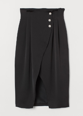 Черная кэжуал однотонная юбка H&M на запах