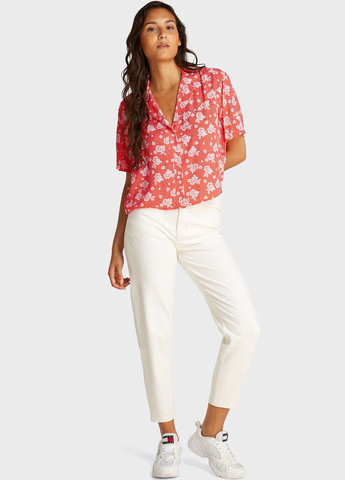 Оранжево-красная кэжуал рубашка с цветами Tommy Jeans