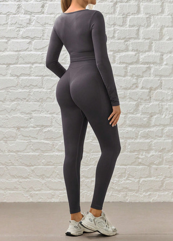 Темно-серый демисезонный комплект (топ, леггинсы) для беременных SHEIN