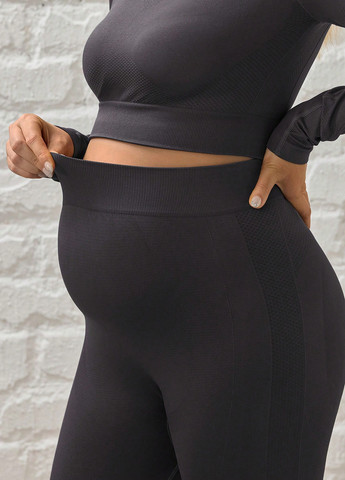 Темно-серый демисезонный комплект (топ, леггинсы) для беременных SHEIN