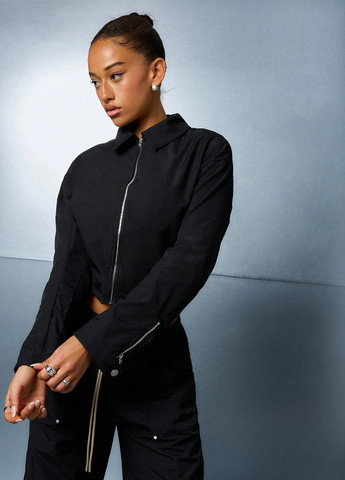 Черный женский жакет SHEIN однотонный - демисезонный