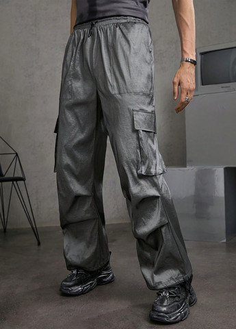 Темно-серые кэжуал демисезонные карго брюки SHEIN