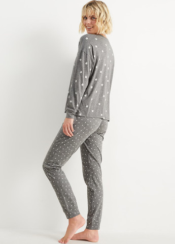 Серая зимняя пижама (лонгслив, брюки) C&A