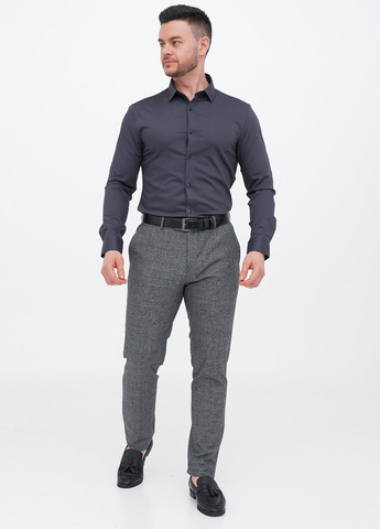 Темно-серая кэжуал, классическая рубашка однотонная Trend Collection