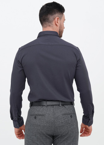 Темно-серая кэжуал, классическая рубашка однотонная Trend Collection