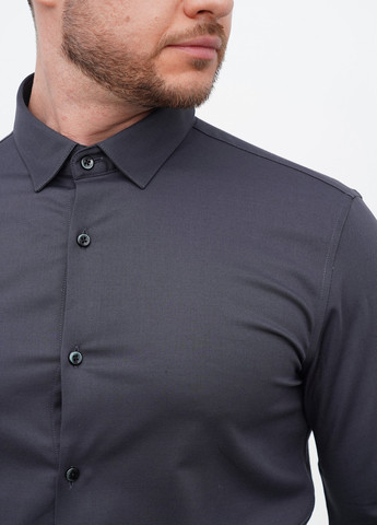 Темно-серая кэжуал, классическая рубашка однотонная Trend Collection