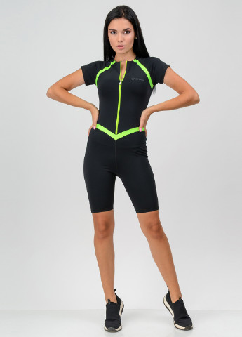 Комбинезон Go Fitness комбинезон-шорты логотип чёрный спортивный полиэстер, бифлекс