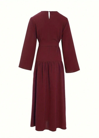 Бордова кежуал сукня з спідницею-сонце SHEIN однотонна
