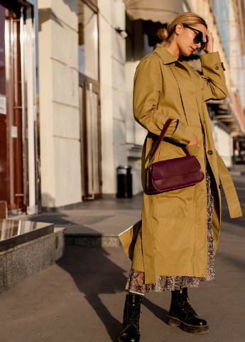 Жіноча сумка багет арт. 651 ручної роботи з натуральної шкіри лавандового кольору з легким глянцевим ефектом Boorbon (255406968)
