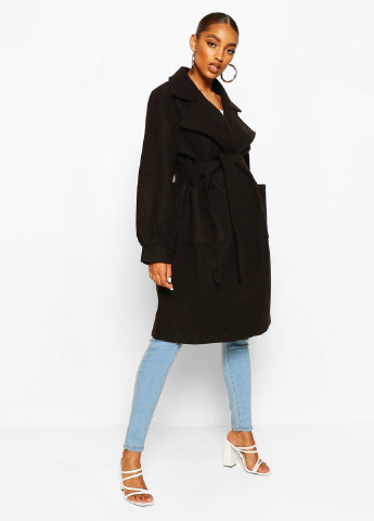 Черное демисезонное Пальто для беремнных двубортное Boohoo