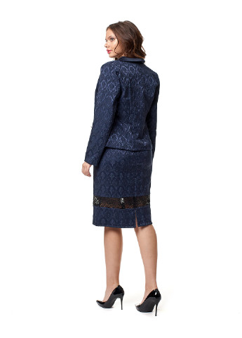 Костюм (жакет, платье) Ut юбочный абстрактный синий кэжуал