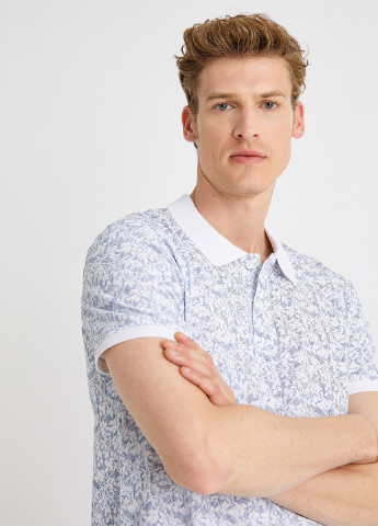 Белоснежная футболка-поло для мужчин KOTON с цветочным принтом