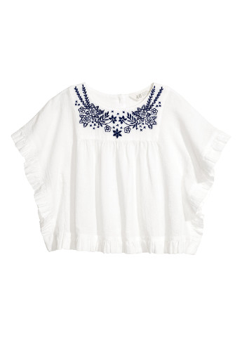 Белая цветочной расцветки блузка H&M летняя