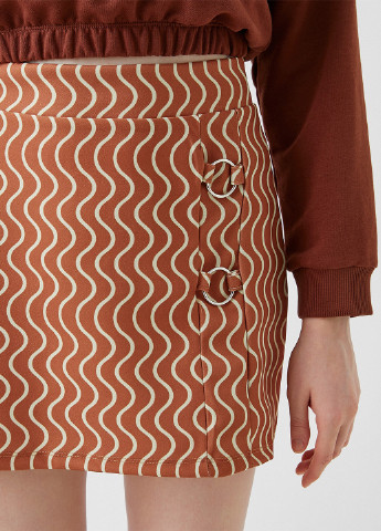 Светло-коричневая кэжуал с абстрактным узором юбка KOTON