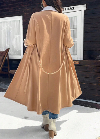 Бежеве демісезонне Пальто однобортне SHEIN