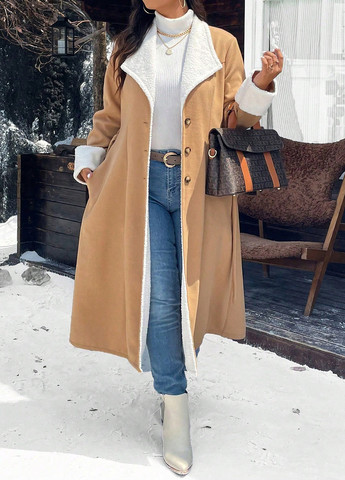 Бежеве демісезонне Пальто однобортне SHEIN