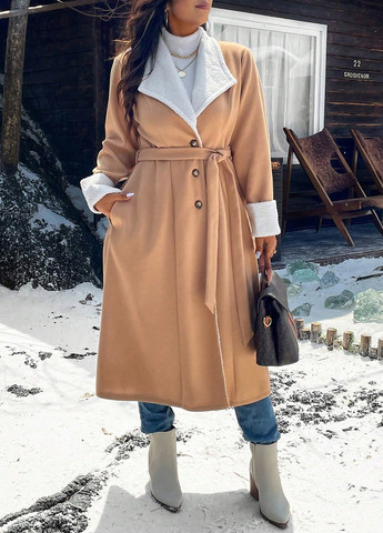 Бежеве демісезонне Пальто однобортне SHEIN