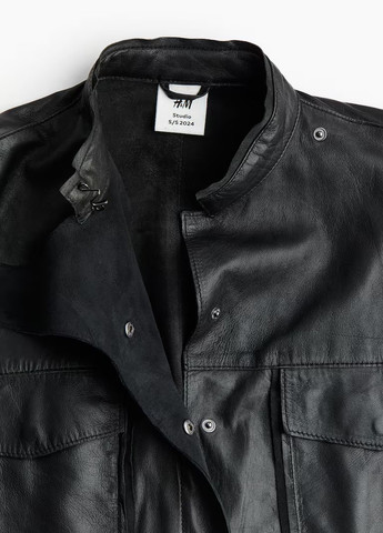 Чорна демісезонна куртка з натуральної шкіри H&M Studio