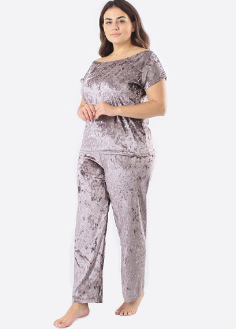 Сіро-бежева всесезон піжама (футболка, штани) футболка + штани Ghazel