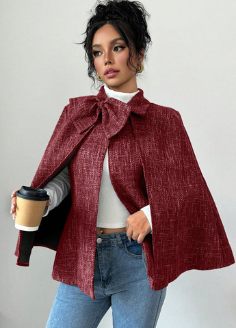 Бордове демісезонне Пальто кейп SHEIN