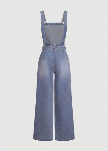 Комбинезон SHEIN комбинезон-брюки варенка тёмно-синий денил хлопок, джинс