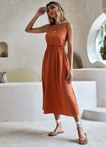 Теракотова кежуал сукня кльош SHEIN однотонна