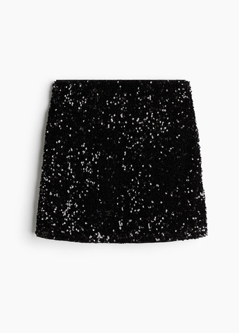 Черная коктейльный, вечерний однотонная юбка H&M а-силуэта (трапеция)