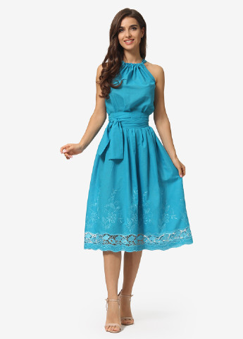 Блакитна кежуал сукня, сукня з відкритими плечима Agata Webers однотонна