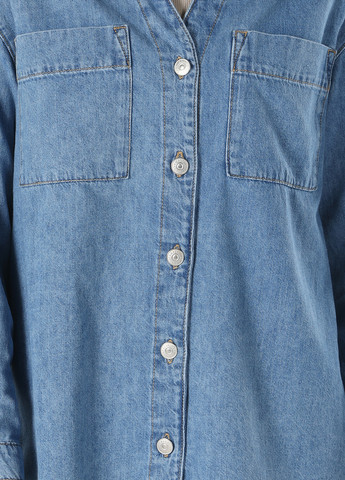 Голубой джинсовая рубашка однотонная Colin's