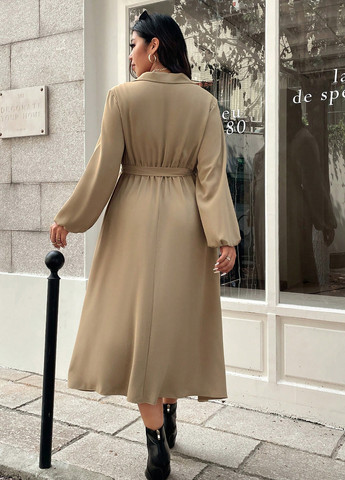 Сіро-бежева святковий, ділова, кежуал сукня кльош, на запах, а-силует SHEIN однотонна