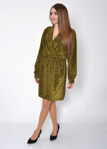 Золотой коктейльное платье на запах Kamomile однотонное