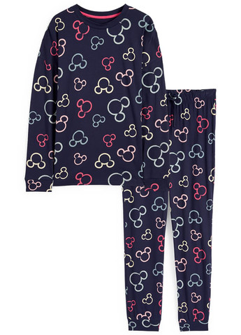 Темно-синяя всесезон пижама (лонгслив, брюки) лонгслив + брюки C&A