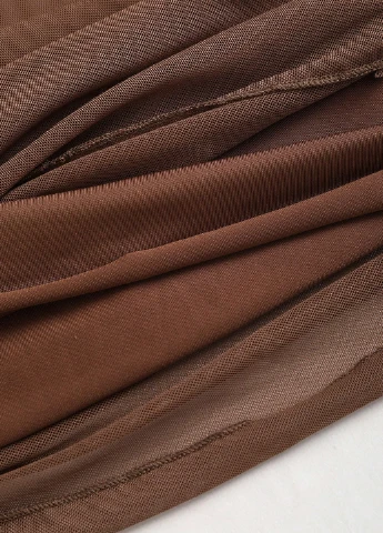 Коричневое кэжуал платье с открытыми плечами, силуэтная SHEIN однотонное