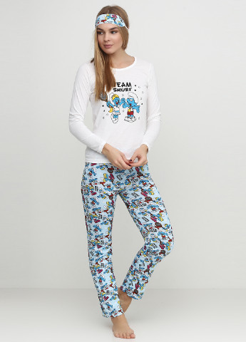 Голубой демисезонный комплект (лонгслив, брюки, маска для сна) Stil Moda Pijama