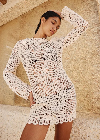 Светло-бежевое кэжуал платье а-силуэт H&M однотонное