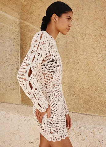 Светло-бежевое кэжуал платье а-силуэт H&M однотонное