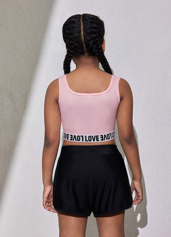 Розовый летний костюм (топ, шорты) SHEIN