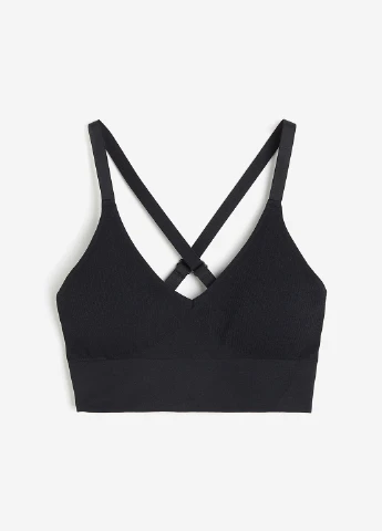 Чёрный топ бюстгальтер H&M без косточек полиамид