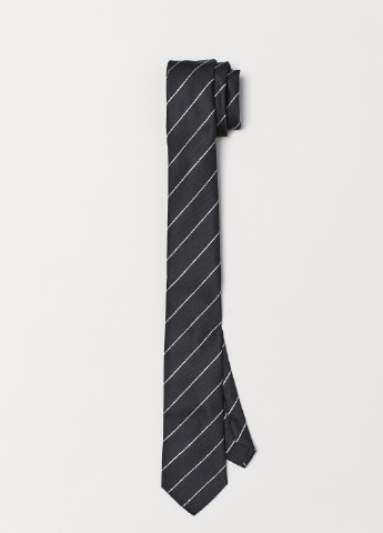 Краватка H&M стандартний смужка чорна поліестер
