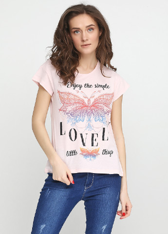 Светло-розовая летняя футболка Life