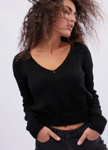 Черный зимний пуловер пуловер Carica